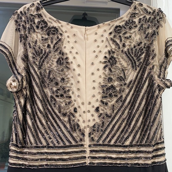 Adrianna Papell embellished, mermaid  illusion V-neck long gown - Picture 7 of 12